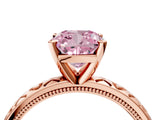 Rose gold Fancy Pink Cushion  Solitaire Diamond Engagement Ring with XO Engraved Band and Four-Prong Setting 5