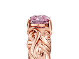 Rose gold Fancy Pink Cushion  Solitaire Diamond Leaf Vine Band with Prong Setting_50