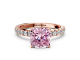 Rose gold Fancy Pink Cushion  Solitaire Diamond Pavé Band with Four-Prong Setting_28
