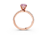 Rose gold Fancy Pink Cushion  Solitaire Diamond Pavé Band with Four-Prong Setting_31