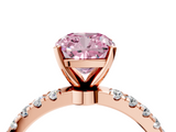 Rose gold Fancy Pink Cushion  Solitaire Diamond Pavé Band with Four-Prong Setting_32