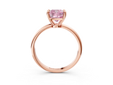 Rose gold Fancy Pink Cushion  Solitaire Diamond Ring with 4-Prong Setting on a Classic Band_6