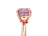 Rose gold Fancy Pink Cushion  Solitaire Diamond Ring with 4-Prong Setting on a Classic Band_8