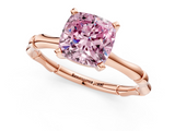 Rose gold Fancy Pink Cushion  Solitaire Diamond Ring with Bamboo Band and Four-Prong Setting_52