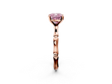 Rose gold Fancy Pink Cushion  Solitaire Diamond Ring with Bamboo Band and Four-Prong Setting_53