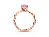 Rose gold Fancy Pink Cushion  Solitaire Diamond Ring with Bamboo Band and Four-Prong Setting_54