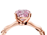 Rose gold Fancy Pink Cushion  Solitaire Diamond Ring with Bamboo Band and Four-Prong Setting_55
