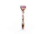 Rose gold Fancy Pink Cushion  Solitaire Diamond Ring with Bezel Set Side Stones and Prong Setting_5