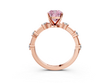 Rose gold Fancy Pink Cushion  Solitaire Diamond Ring with Bezel Set Side Stones and Prong Setting_6