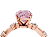 Rose gold Fancy Pink Cushion  Solitaire Diamond Ring with Bezel Set Side Stones and Prong Setting_7