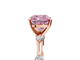 Rose gold Fancy Pink Cushion  Solitaire Diamond Ring with Bezel Set Side Stones and Prong Setting_8