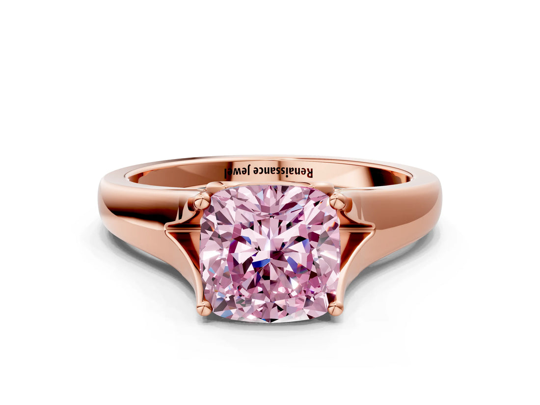 Rose gold Fancy Pink Cushion  Solitaire Diamond Ring with Cathedral Band and Four-Prong Setting_66