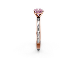 Rose gold Fancy Pink Cushion  Solitaire Diamond Ring with Channel-Set Baguette Band and Four-Prong Setting_65