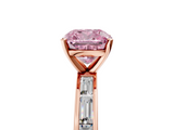Rose gold Fancy Pink Cushion  Solitaire Diamond Ring with Channel-Set Baguette Band and Four-Prong Setting_68