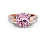 Rose gold Fancy Pink Cushion  Solitaire Diamond Ring with Channel Set Band and Bezel Prong Setting_56
