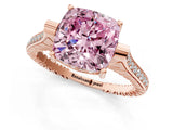 Rose gold Fancy Pink Cushion  Solitaire Diamond Ring with Channel Set Band and Bezel Prong Setting_57