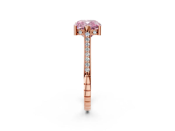 Rose Gold Cushion Cut Vintage Cathedral Engagement Ring Setting for Fancy Pink Center