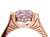 Rose gold Fancy Pink Cushion  Solitaire Diamond Ring with Channel Set Band and Bezel Prong Setting_60