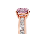 Rose gold Fancy Pink Cushion  Solitaire Diamond Ring with Channel-Set Band and Four-Prong Setting_8