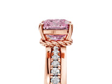 Rose gold Fancy Pink Cushion  Solitaire Diamond Ring with Channel Set Band and Six-Prong Setting_59