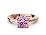 Rose gold Fancy Pink Cushion  Solitaire Diamond Ring with Four-Prong Setting and Classic Band_3