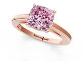 Rose gold Fancy Pink Cushion  Solitaire Diamond Ring with Four-Prong Setting and Classic Band_4