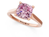Rose gold Fancy Pink Cushion  Solitaire Diamond Ring with Four-Prong Setting and Tapered Band 1