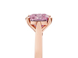 Rose gold Fancy Pink Cushion  Solitaire Diamond Ring with Four-Prong Setting and Tapered Band 5