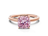 Rose gold Fancy Pink Cushion  Solitaire Diamond Ring with Four-Prong Setting on a Plain Band_20