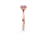 Rose gold Fancy Pink Cushion  Solitaire Diamond Ring with Four-Prong Setting on a Plain Band_22