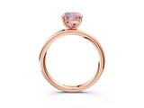 Rose gold Fancy Pink Cushion  Solitaire Diamond Ring with Four-Prong Setting on a Plain Band_23