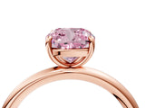 Rose gold Fancy Pink Cushion  Solitaire Diamond Ring with Four-Prong Setting on a Plain Band_24