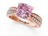 Rose gold Fancy Pink Cushion  Solitaire Diamond Ring with Milgrain Pavé Band and Four-Prong Setting_21