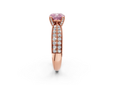 Rose gold Fancy Pink Cushion  Solitaire Diamond Ring with Milgrain Pavé Band and Four-Prong Setting_22