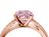 Rose gold Fancy Pink Cushion  Solitaire Diamond Ring with Milgrain Pavé Band and Four-Prong Setting_24