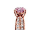 Rose gold Fancy Pink Cushion  Solitaire Diamond Ring with Milgrain Pavé Band and Four-Prong Setting_25
