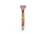 Rose gold Fancy Pink Cushion  Solitaire Diamond Ring with Milgrain and Black Enamel X Pattern Band_169