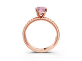 Rose gold Fancy Pink Cushion  Solitaire Diamond Ring with Milgrain and Black Enamel X Pattern Band_170