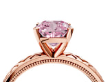 Rose gold Fancy Pink Cushion  Solitaire Diamond Ring with Milgrain and Black Enamel X Pattern Band_171