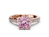 Rose gold Fancy Pink Cushion  Solitaire Diamond Ring with Pavé Band and Four-Prong Setting_113