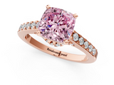 Rose gold Fancy Pink Cushion  Solitaire Diamond Ring with Pavé Band and Four-Prong Setting_114