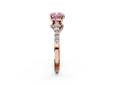 Rose gold Fancy Pink Cushion  Solitaire Diamond Ring with Pavé Band and Four-Prong Setting_115