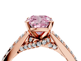 Rose gold Fancy Pink Cushion  Solitaire Diamond Ring with Pavé Band and Four-Prong Setting_117