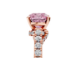 Rose gold Fancy Pink Cushion  Solitaire Diamond Ring with Pavé Band and Four-Prong Setting_118