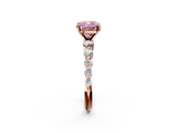 Rose gold Fancy Pink Cushion  Solitaire Diamond Ring with Pave Band and Four-Prong Setting_273