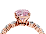 Rose gold Fancy Pink Cushion  Solitaire Diamond Ring with Pave Band and Four-Prong Setting_275