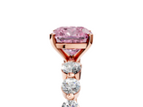 Rose gold Fancy Pink Cushion  Solitaire Diamond Ring with Pave Band and Four-Prong Setting_276
