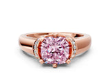 Rose gold Fancy Pink Cushion  Solitaire Diamond Ring with Pave Band and Six-Prong Setting_32