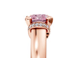Rose gold Fancy Pink Cushion  Solitaire Diamond Ring with Pave Band and Six-Prong Setting_37