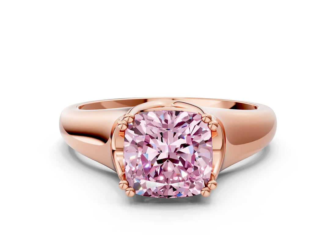 Rose gold Fancy Pink Cushion  Solitaire Diamond Ring with Six-Prong Cathedral Setting_32